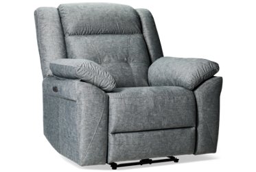 Steel Power Recliner - Tilt Power Headrest - Soft, Durable Upholstery - Thick Padded Arms - Tufted Back