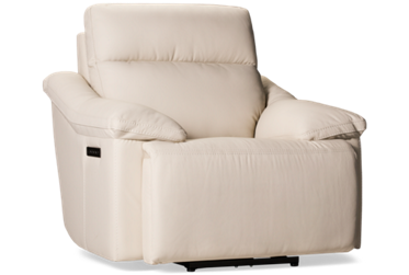 Oslo Pebble Leather Power Recliner with Tilt Headrest and Lumbar