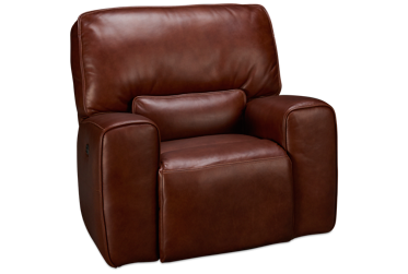 Chestnut Leather Power Glider Recliner with Tilt Headrest