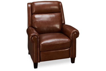 Belmont Leather Power Recliner - Tilt Power Headrest - USB Port - High Resiliency Foam Seat - Chestnut-Brown Leather