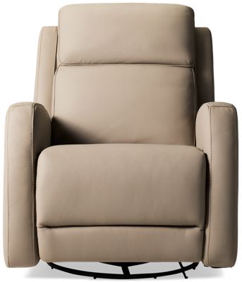 Hudson Leather Power Swivel Glider Recliner - Tilt Power Headrest - Plush Cushioning - USB Port