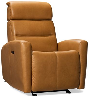 Apex Leather Power Glider Recliner - Manual Tilt Headrest - High Resiliency Foam - Contemporary