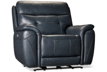 Wyoming Leather Power Recliner - Tilt Power Headrest - Soft Top Grain Leather