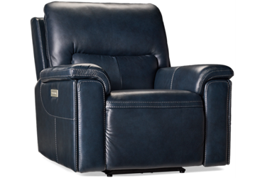 Movie Time Leather Power Recliner - Tilt Power Headrest - Immersive Sound - Lumbar Support - Massage