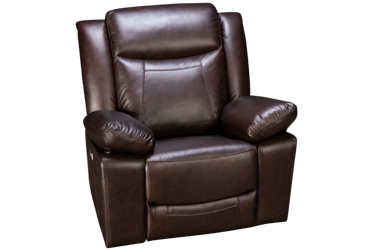 Dallas Leather Power Recliner - Top Grain Leather - USB Charging Port - Padded Arms - Channeled Back