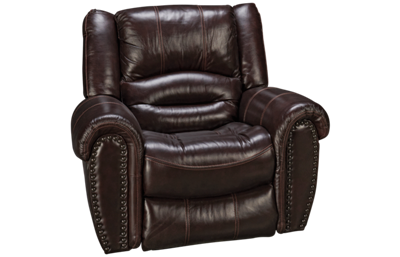 Crosstown Leather Power Recliner with Power Headrest and Nailhead
