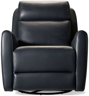 Rove Leather Power Swivel Glider Recliner - Tilt Power Headrest - Plush Cushions - Rounded Armrests