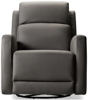 Hudson Leather Power Swivel Glider Recliner - Tilt Power Headrest - Plush Cushioning - USB Port