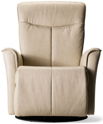 Zero Stress Dapper Leather Power Glider Recliner - 360 Degree Swivel - Tilt Power Headrest - Lumbar Support - Heat