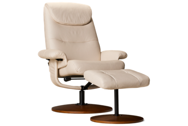 Karlstad Swivel Chair & Ottoman - Cozy Tufted Backrest - Padded Headrest & Arms - 360-Degree Swivel - Tufted Ottoman