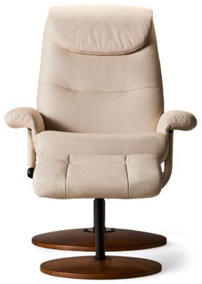 Karlstad Swivel Chair & Ottoman - Cozy Tufted Backrest - Padded Headrest & Arms - 360-Degree Swivel - Tufted Ottoman