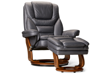 Lund Swivel Chair & Storage Ottoman - Swivel Base - Elegant Wood Accents - Functional Comfort