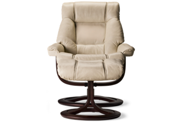 Zero Stress Tranquil Leather Swivel Reclining Chair & Ottoman - Tufted Backrest - Ergonomic Comfort - Large Size