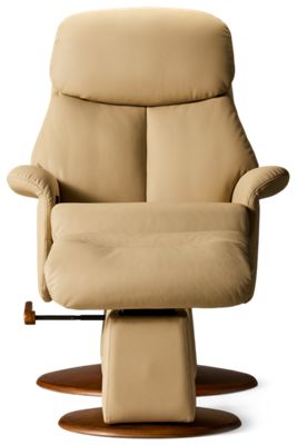 Uppsala Leather Swivel Glider & Ottoman - Cozy Leather Chair - Tufted Backrest - 360-Degree Swivel - Easy-Locking Side Lever - Matching Tufted Ottoman