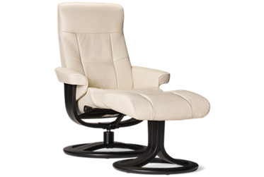 Zero Stress Serene Leather Reclining Swivel Chair & Ottoman - Tufted Backrest - Ergonomic Comfort - Small Size