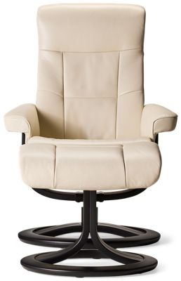 Zero Stress Serene Leather Reclining Swivel Chair & Ottoman - Tufted Backrest - Ergonomic Comfort - Small Size