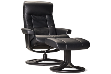 Zero Stress Serene Leather Reclining Swivel Chair & Ottoman - Tufted Backrest - Ergonomic Comfort - Medium Size