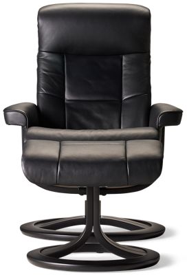 Zero Stress Serene Leather Reclining Swivel Chair & Ottoman - Tufted Backrest - Ergonomic Comfort - Medium Size