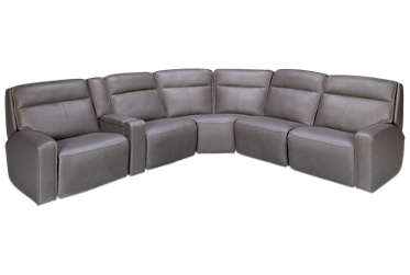 Infinity 6 Piece Leather Power Reclining Sectional with 3 Recliners with Tilt Headrest, Lumbar & Console