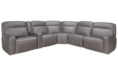 Infinity 6 Piece Leather Power Reclining Sectional with 3 Recliners with Tilt Headrest, Lumbar & Console