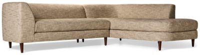 Sutton 2 Piece Sectional - Soft Fabric Upholstery - Modern Silhouette - Flared Arms - Includes 4 Toss Pillows