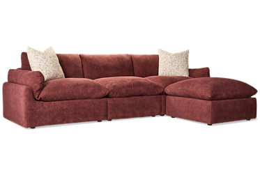 Harper 4 Piece Sectional - Durable Polyester Upholstery - Flared Arms - Includes Bumper Ottoman - Super Plush Comfort