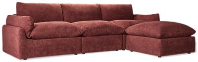 Harper 4 Piece Sectional - Durable Polyester Upholstery - Flared Arms - Includes Bumper Ottoman - Super Plush Comfort