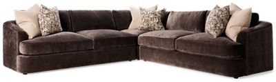 Wren 3 Piece Sectional - Rounded Track Arms - Six Toss Pillows - Down Blend Cushions - Easy Care Fabric