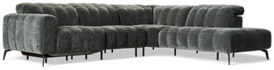 Portento 2 Piece Power Reclining Sectional - 1 Recliner - Tilt Power Headrests - Modern Tufting - Luxurious Comfort