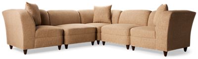 Miami 5 Piece Sectional - Durable Sunbrella Fabric - Modern Wide Flare Arms - Plush Cushions