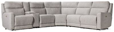 Social Club 6 Piece Power Reclining Sectional - 3 Recliners - Tilt Power Headrest - Storage Console - Cup Holders - Toss Pillows