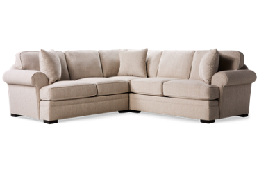 Choices 3 Piece Sectional - Sunbrella Performance Fabric - Rolled Arms - Three Toss Pillows - Supportive Crown Seat Cushions