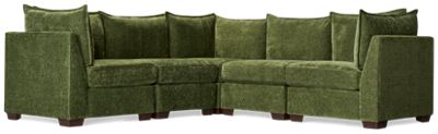 Puzzle 5 Piece Sectional - Modular System - Plush Cushions - Angled Track Armrests - Toss Pillows - Soft Chenille Fabric