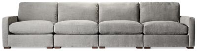 Asher 4 Piece Sectional - Soft Durable Upholstery - Plush Back and Seat Cushions - Sleek Track Arms - Block Feet - Four Toss Pillows