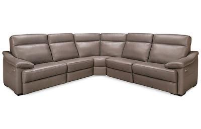 Giotto Leather 5 Piece Reclining Sectional with 2 Recliners with Tilt Headrest