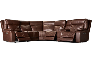 Game Time 6 Piece Reclining Sectional - 3 Recliners - Tilt Power Headrest - Heat - Lumbar - Massage - Console - Immersive Audio - Lighted Cup Holders