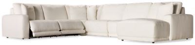 Nantucket 6 Piece Power Reclining Sectional - 2 Recliners - Tilt Power Headrest Headrest - Durable Polyester - Plush Foam Cushions - Cozy Chaise