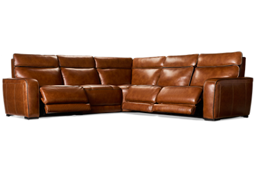Paramount 5 Piece Leather Power Reclining Sectional - 3 Recliners - Tilt Power Headrest - Immersive Sound - Lumbar Support - Massage
