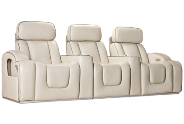 Cinematic 3 Piece Leather Sectional - 3 Recliners - Tilt Power Headrest - Immersive Sound - Vibration - Lighting - Consoles