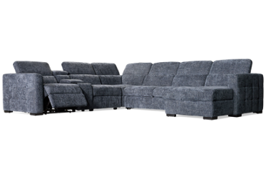 Family Time 6 Piece Power Reclining Sleeper Sectional with 1 Recliner with Tilt Headrest & Console