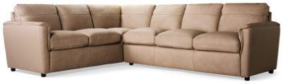 Quincy 2 Piece Leather Sectional - Contemporary Design - Plush Pillow Backs - Soft Top Grain Leather
