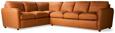 Quincy 2 Piece Leather Sectional - Contemporary Design - Plush Pillow Backs - Cozy Box Seats - Soft Top Grain Leather
