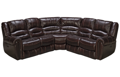 Flexsteel  Crosstown 3 Piece Leather Power Reclining Sectional with 2 Recliners and Nailhead