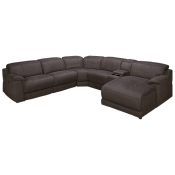 Slater Power 6 Piece Reclining Sectional with 3 Recliners with Tilt Headrest and Console