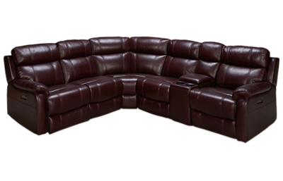 Courtney Leather Power 6 Piece Reclining Sectional with 2 Recliners with Tilt Headrest and Console