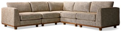 Nesta 5 Piece Sectional - Soft Upholstery - Plush Foam Cushions - Modern Wooden Base - Three Stylish Toss Pillows