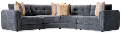 Dean 3 Piece Sectional - Plush Comfort - Button-Tufted Back - Spacious Curved Shape