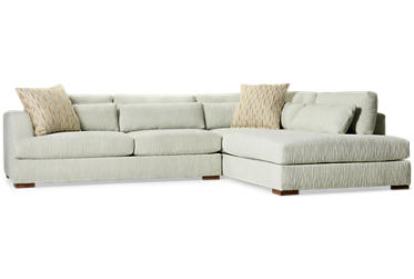 Albany 2 Piece Sectional - Right Side Facing Chaise - Soft Textured Fabric - Oversized Cushions - Deep Seating - Track Arms - Includes Toss & Lumbar Pillows