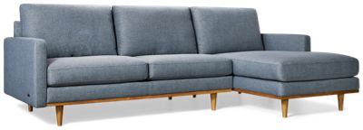 Stonehaven 2 Piece Sectional - Durable Polyester Fabric - Slim Track Arms - Cozy Chaise - Wooden Base - Pocket Coil Comfort