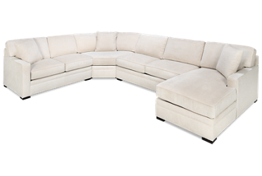 Choices 4 Piece Sectional - Soft Cozy Fabric - Track Arms - Three Matching Toss Pillows - Comfortable Chaise Lounge